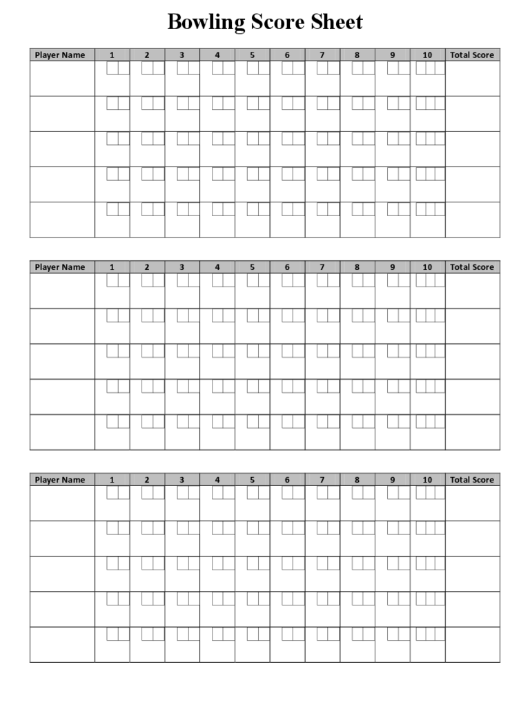 Bowling Score Sheet Sample