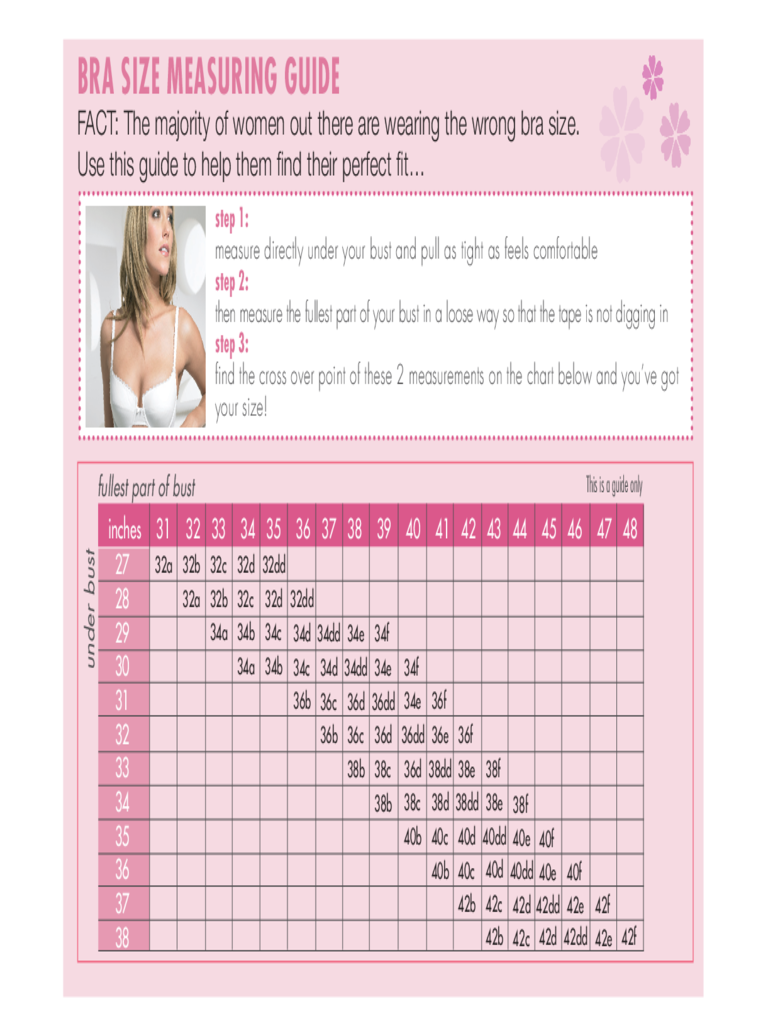 2025 Bra Size Chart Fillable Printable PDF Forms Handypdf