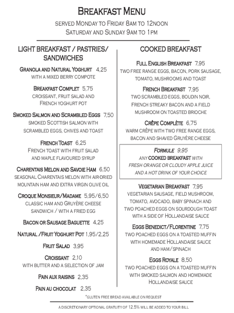 Breakfast Menu Template