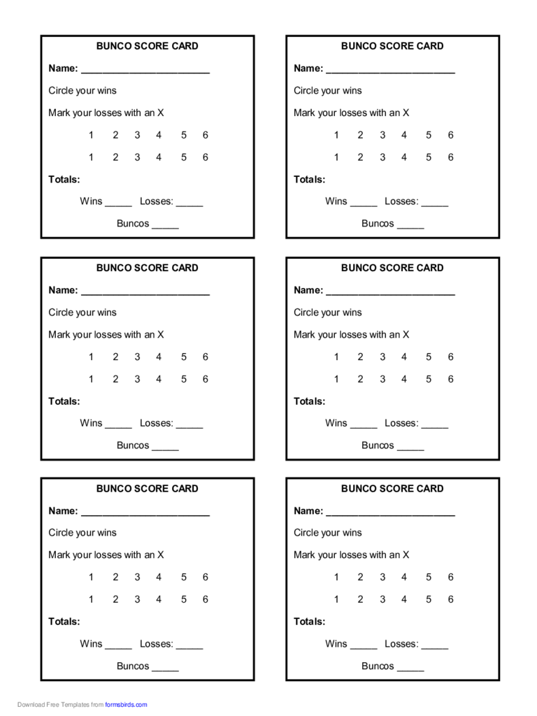 2024 Bunco Score Sheet Fillable Printable PDF Forms Handypdf