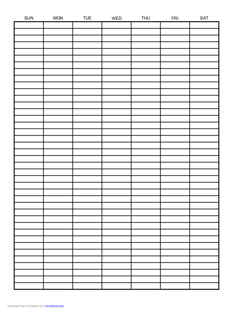 Calendar - 1 Week by 40 Rows