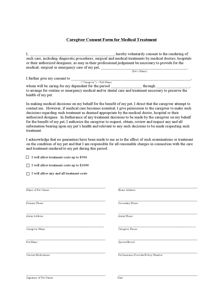 2020 Caregiver Consent Form Fillable Printable Pdf Forms