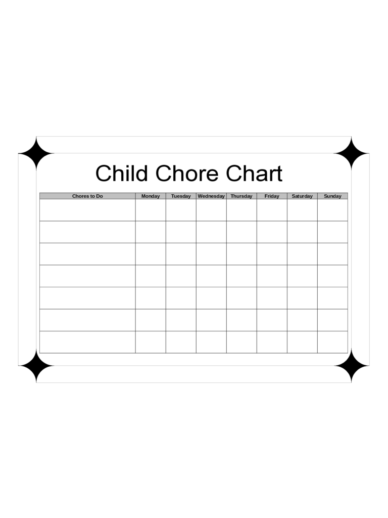 Child Chore Chart Template