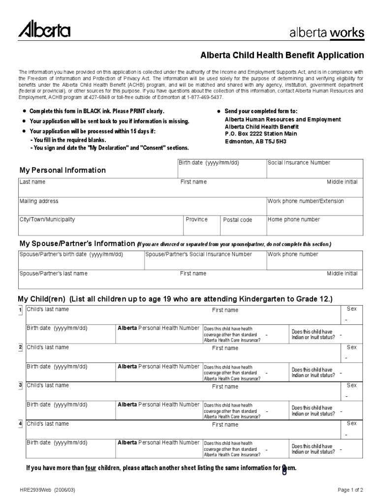 2025 Child Benefits Form Fillable Printable PDF Forms Handypdf