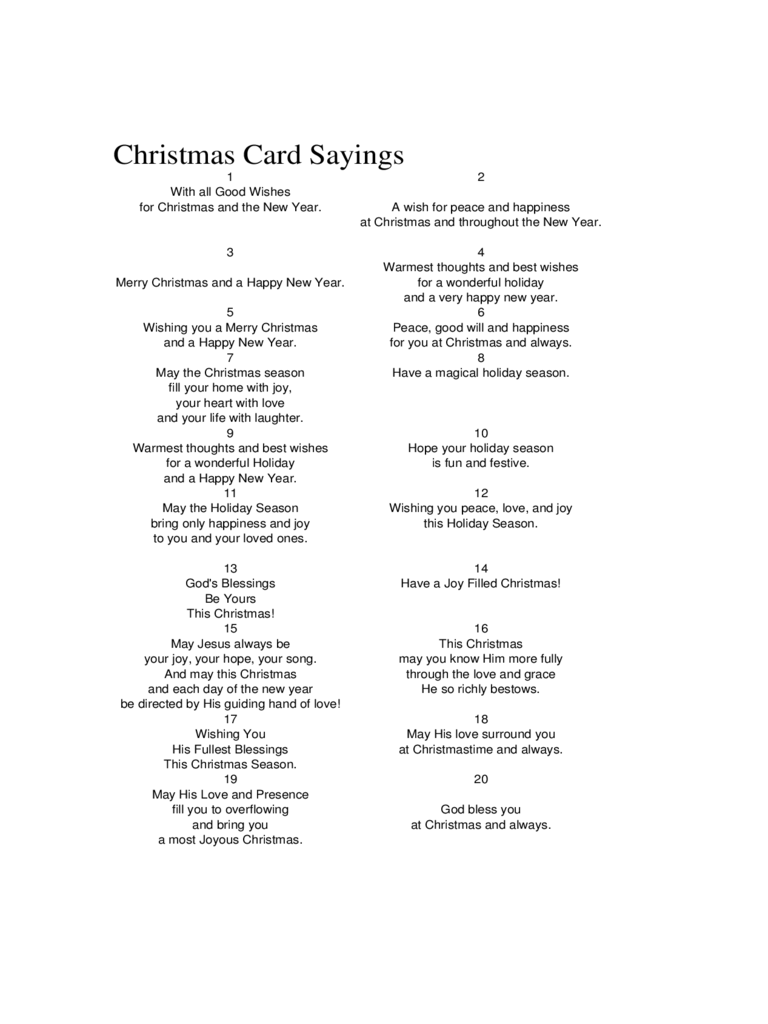 Christmas Card Saying Template