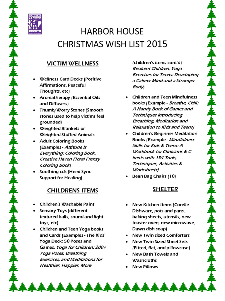 Christmas Wish List Sample