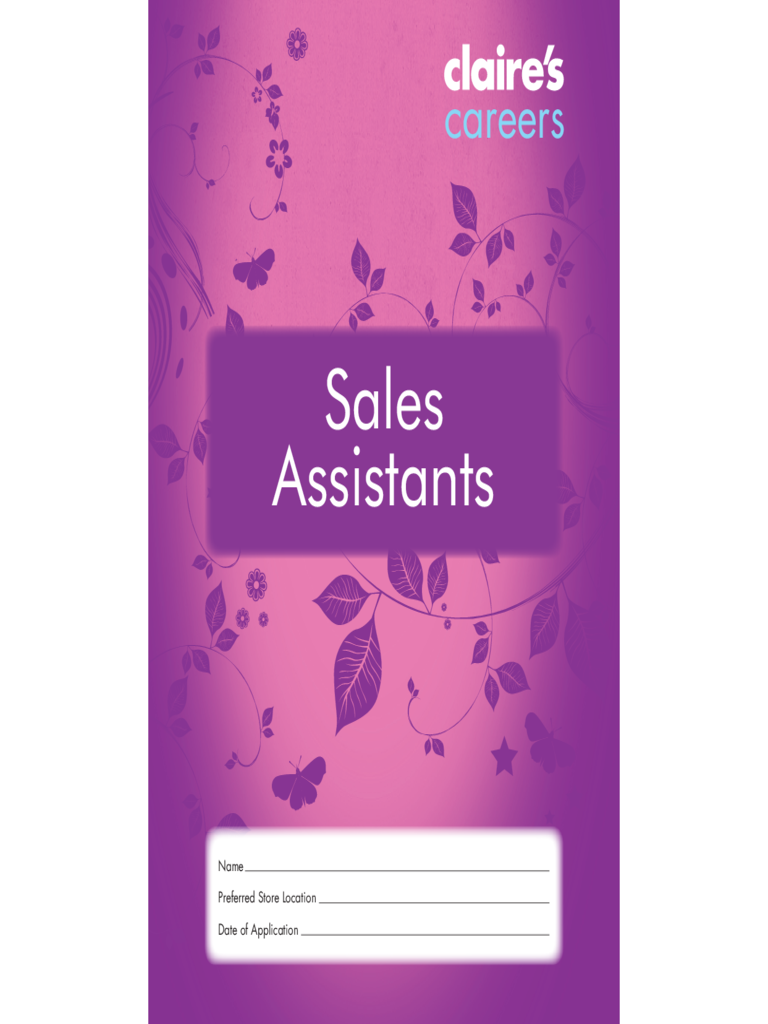 Claire's Sales Assistants Application Form