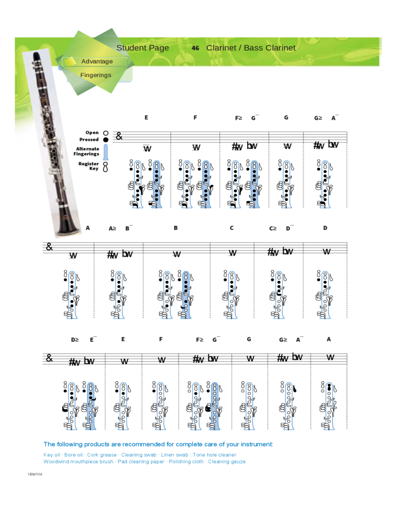Clarinet Fingering Chart Sample