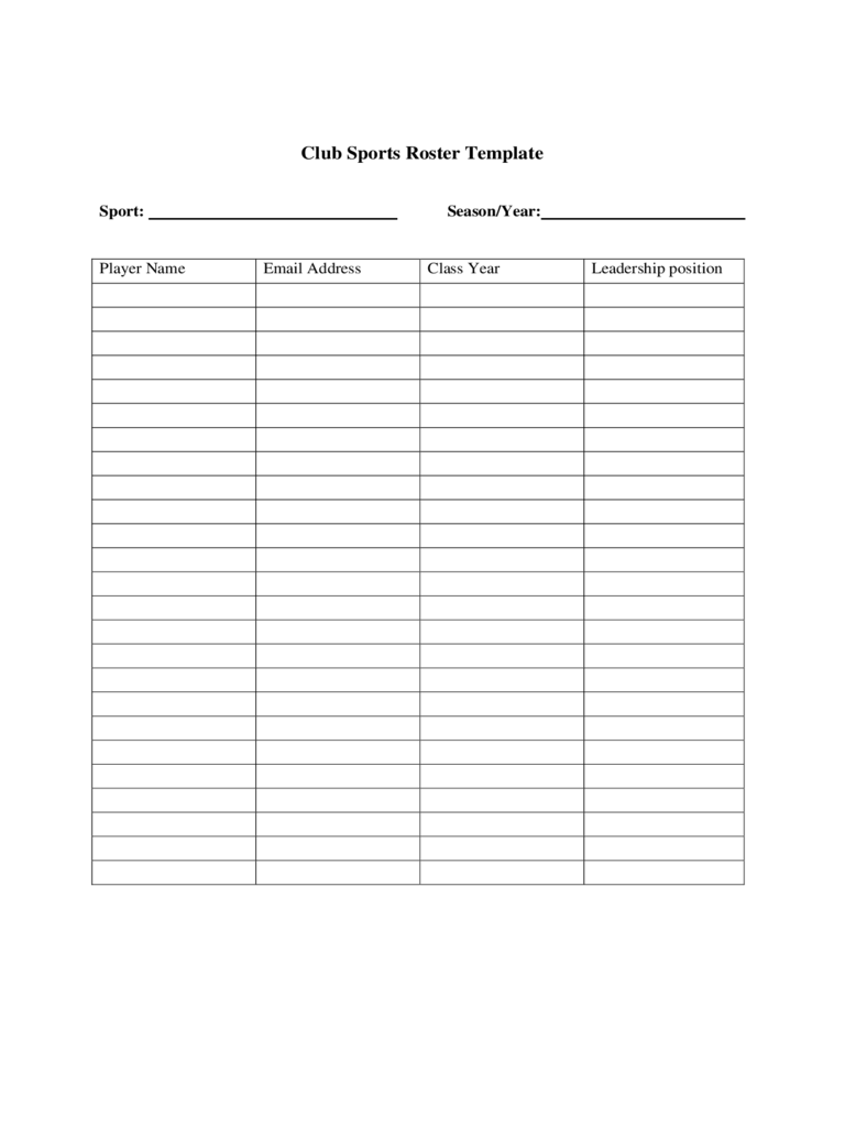Club Sports Roster Template Edit Fill Sign Online Handypdf