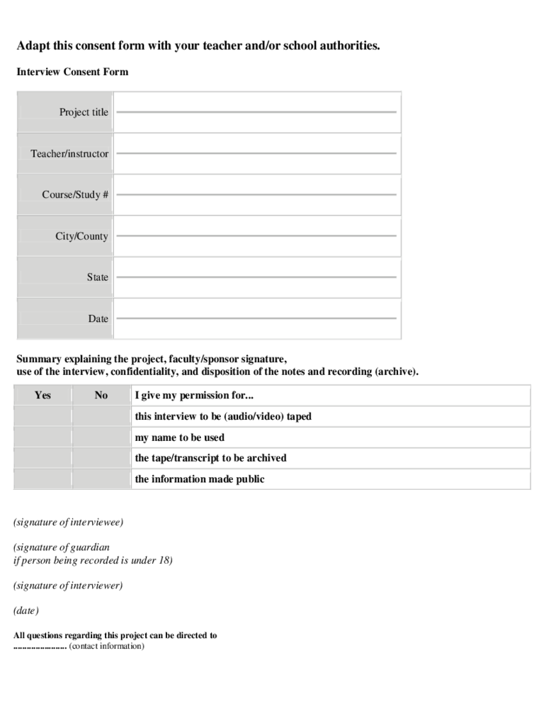 Consent Form for Interviews