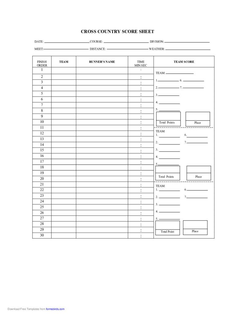 2024 Score Sheet Fillable Printable PDF Forms Handypdf