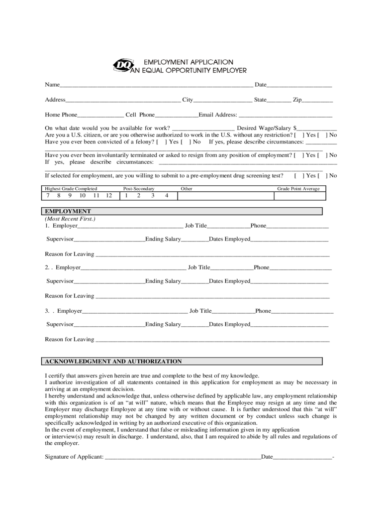 2021 Fast Food and Resturant Job Application Form - Fillable, Printable PDF & Forms | Handypdf