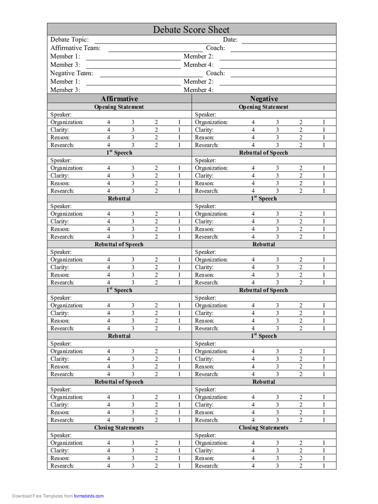 Debate Score Sheet Edit Fill Sign Online Handypdf