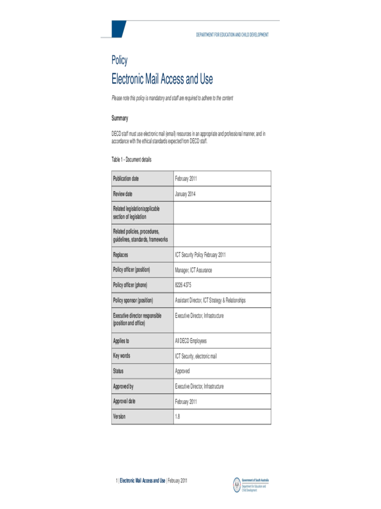 Electronic Mail Access and Use Policy Template