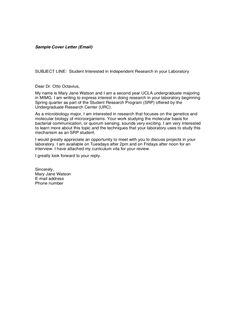 email cover letter sample pdf