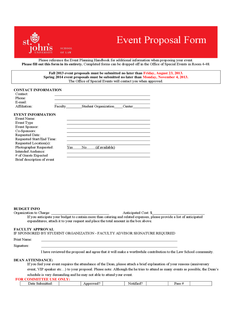 Event Proposal Form - St. John's University