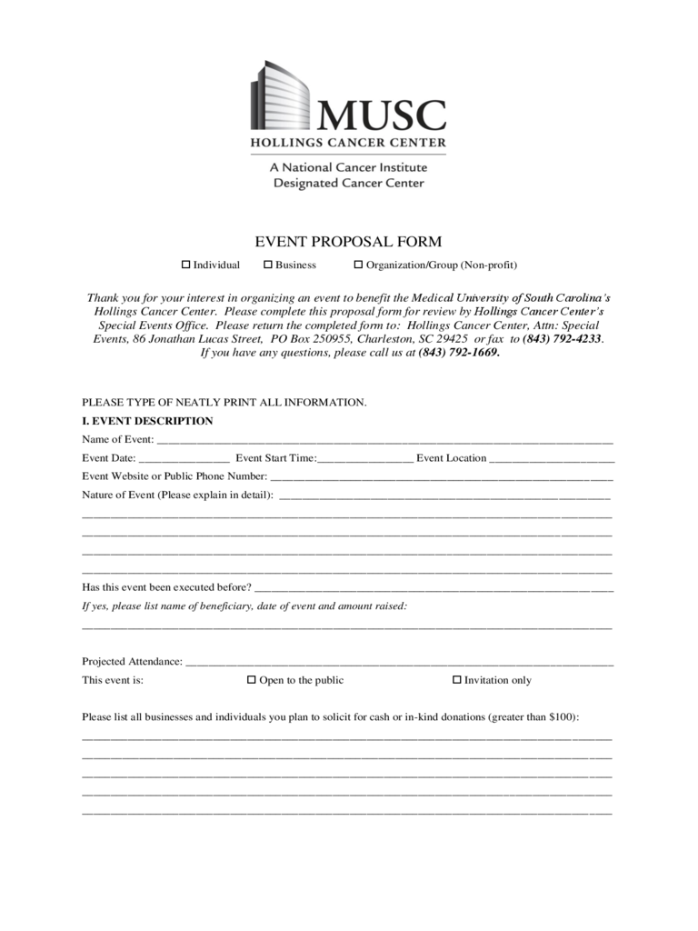Event Proposal Sample Form
