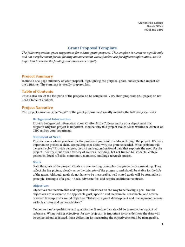 Example of Grant Proposal Template