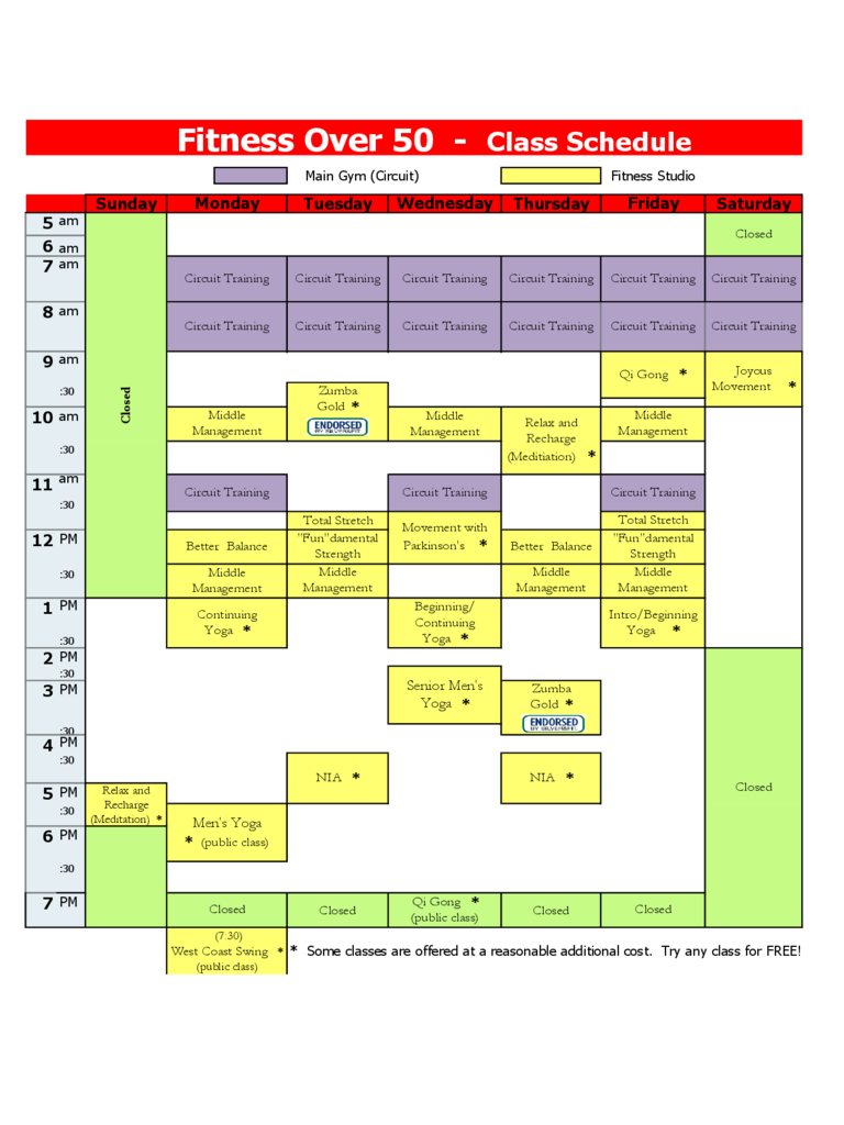 2023 Class Schedule Template - Fillable, Printable PDF & Forms | Handypdf