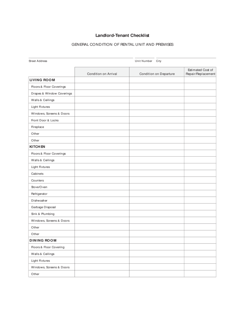 Florida Landlord - Tenant Checklist