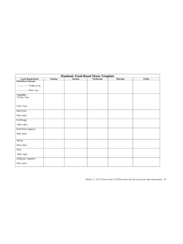 Food Based Menu Template - Edit, Fill, Sign Online  Handypdf In Free School Lunch Menu Templates