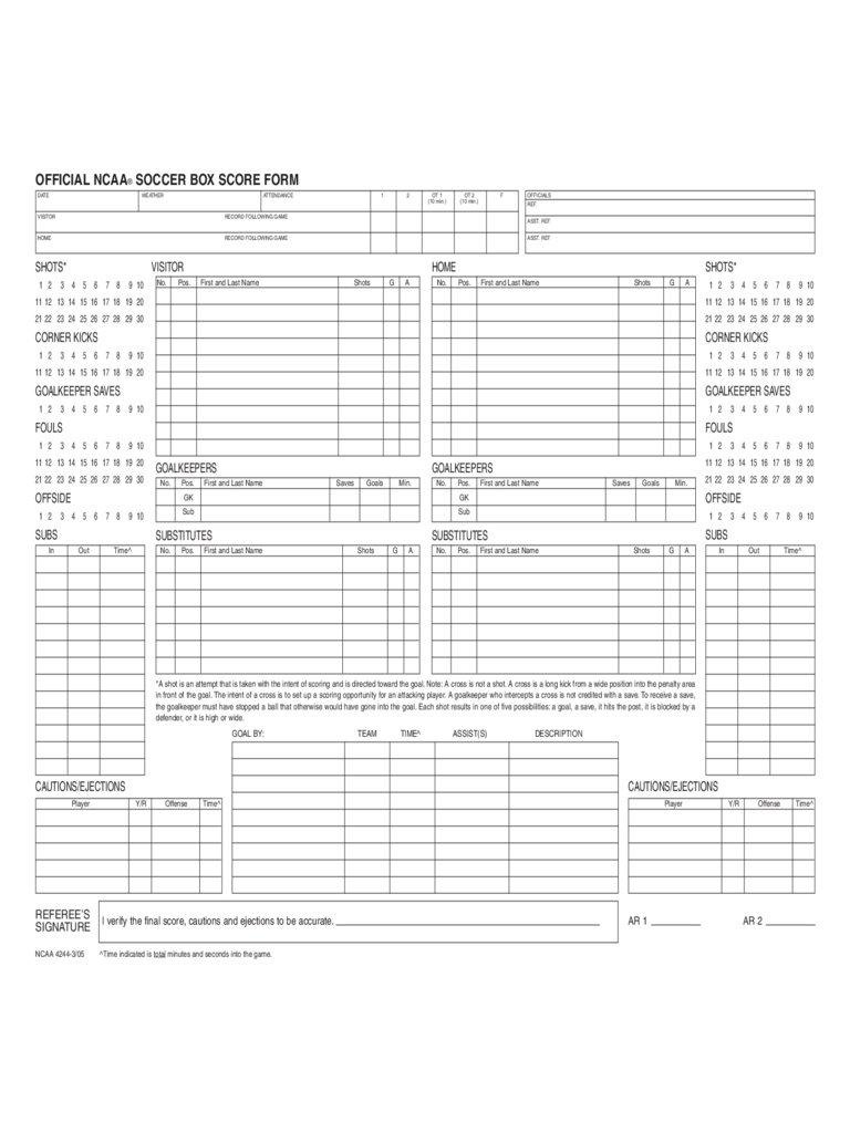 Football Score Sheet Example