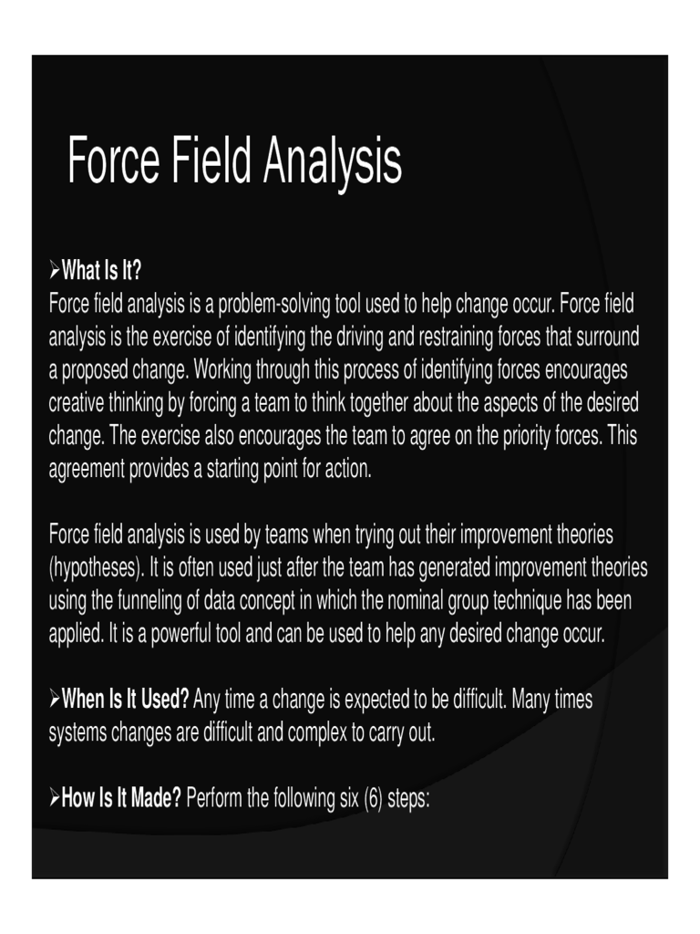 Force Field Analysis Chart
