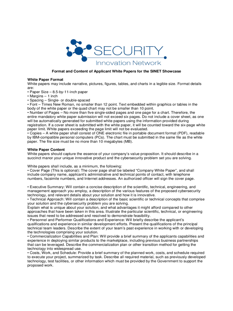Format and Content of White Paper  Edit  Fill Sign 