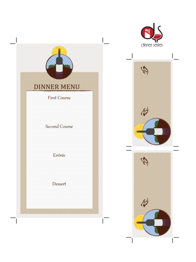 Four Course Menu Card Template with Place Cards