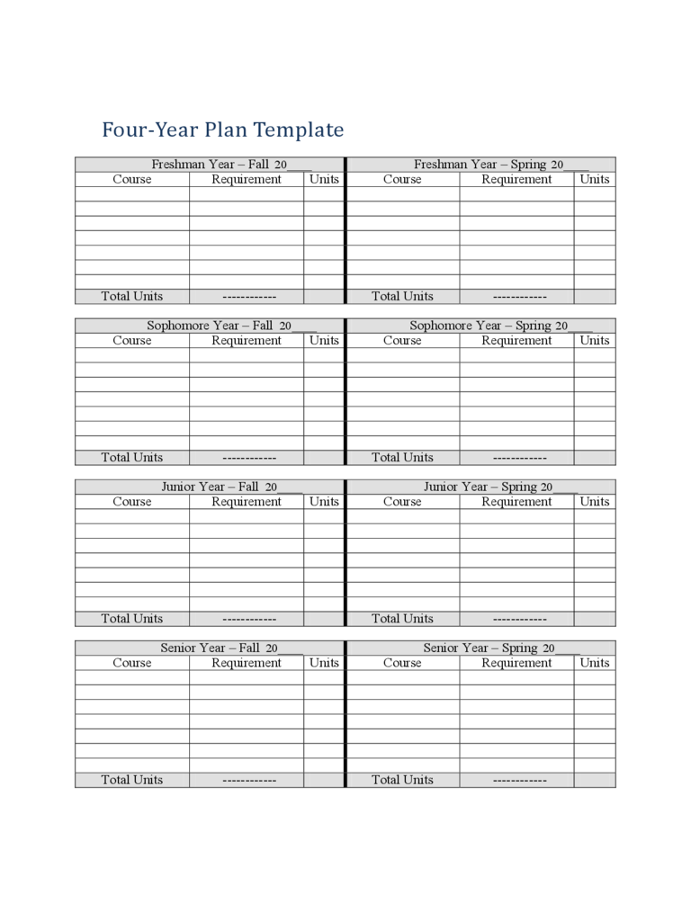 4 Year College Plan Template from handypdf.com