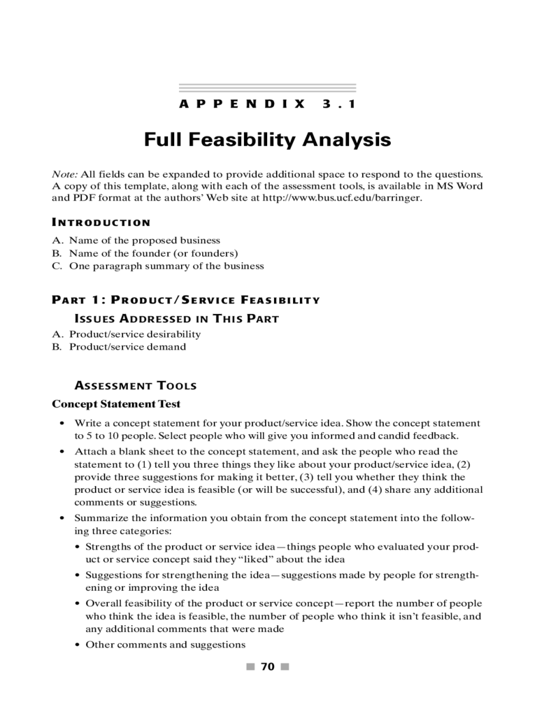 Full Feasibility Analysis Temaplate