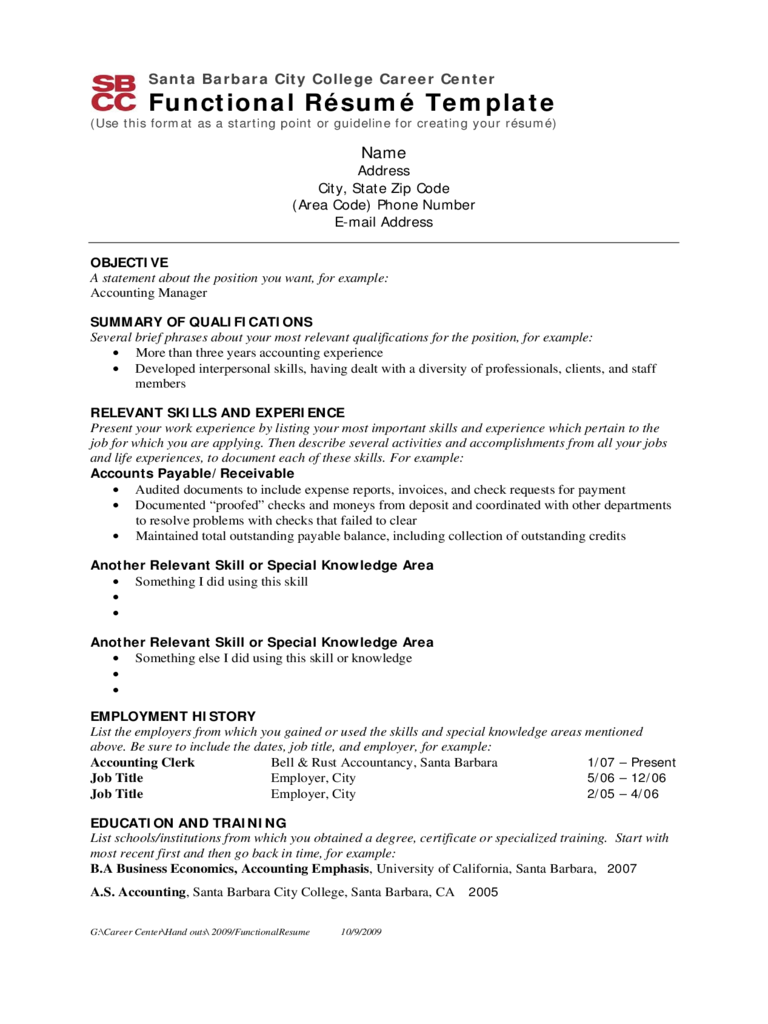 Free Functional Resume Template Download