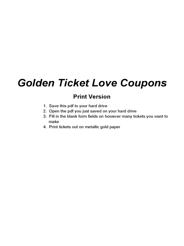 Golden Ticket Love Coupons Template