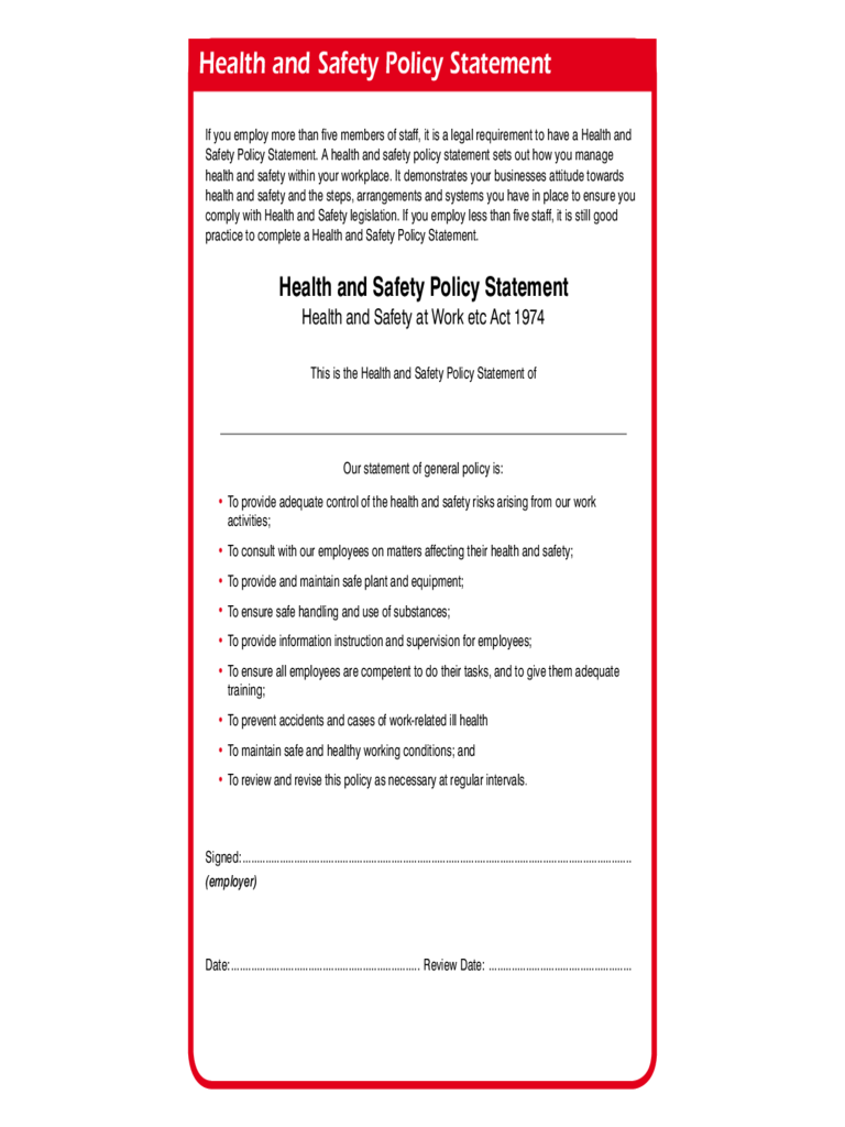 2023 Health And Safety Policy Template Fillable Printable Pdf And Forms Handypdf 3628