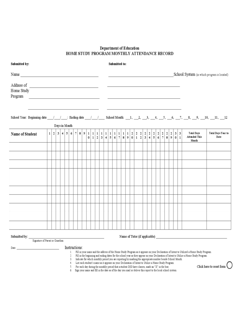 2024 Attendance Sheet Fillable, Printable PDF & Forms Handypdf