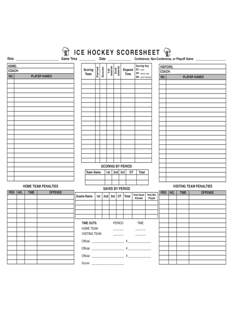 2020 Hockey Score Sheet - Fillable, Printable PDF & Forms ...