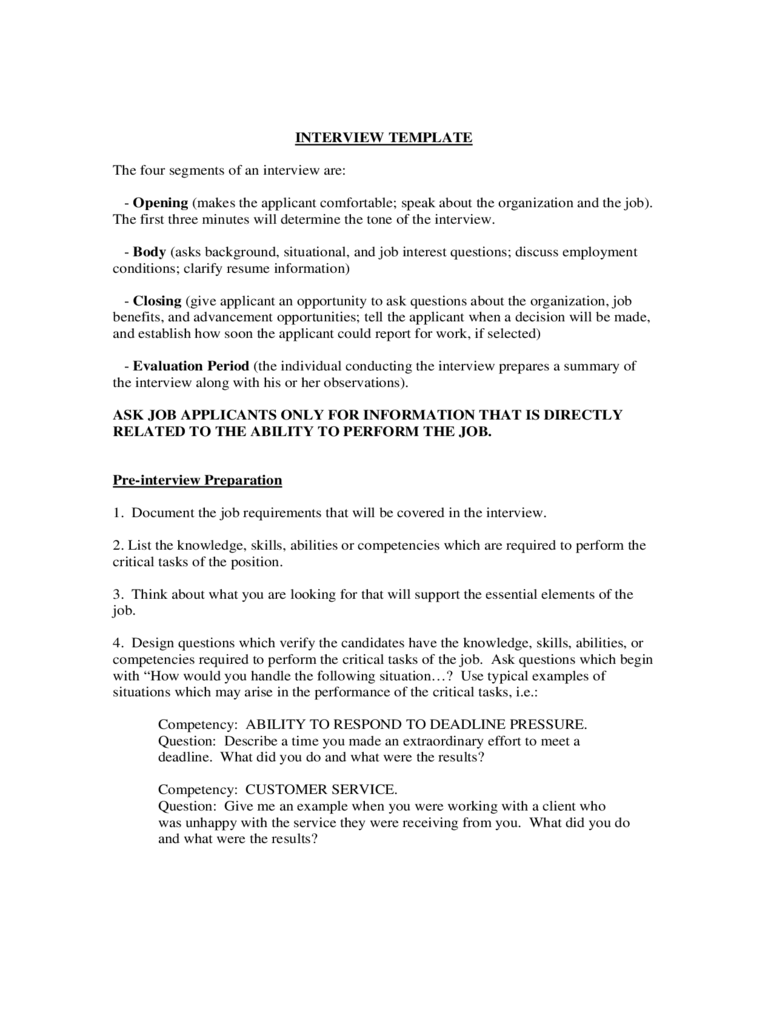 2025 Interview Checklist Template Fillable Printable PDF Forms 
