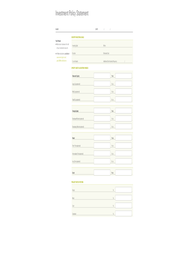 Investment Policy Statement Sample Edit Fill Sign Online Handypdf