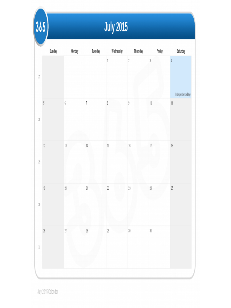 July 2015 Calendar Template