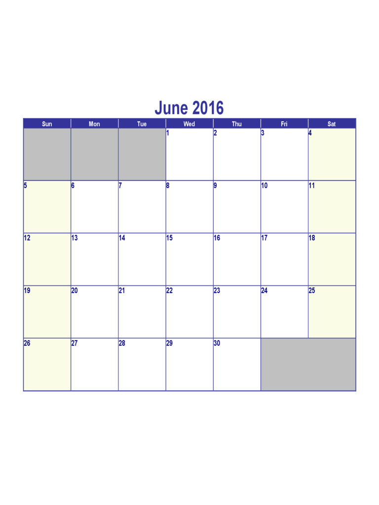 June 16 Calendar Template Edit Fill Sign Online Handypdf