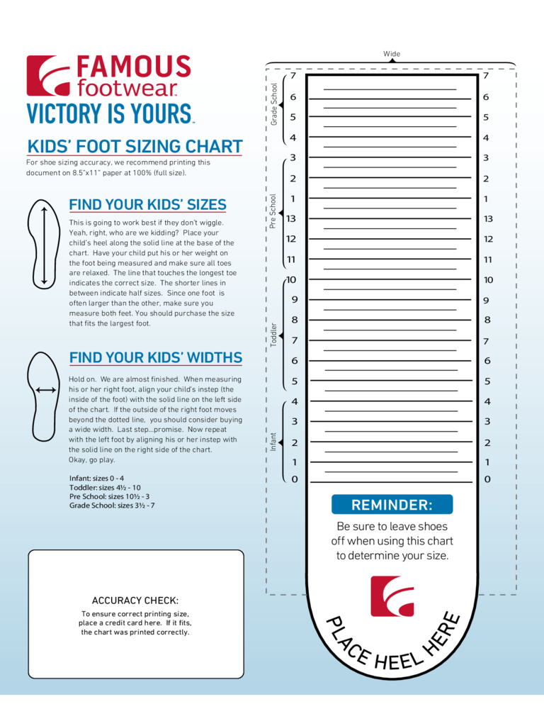 Kids Foot Sizing Chart - Edit, Fill 