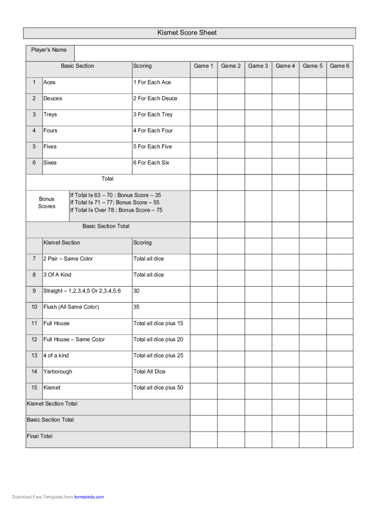 2023 More Score Sheets Fillable Printable PDF Forms Handypdf