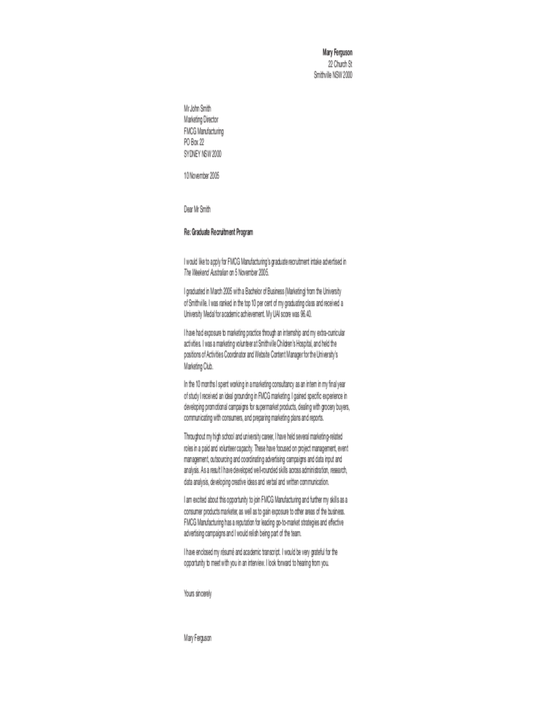 Marketing Sample Cover Letter