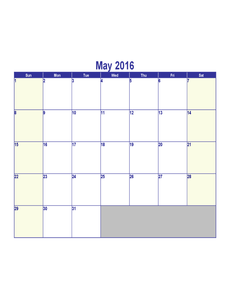 may 2016 calendar template edit fill sign online handypdf