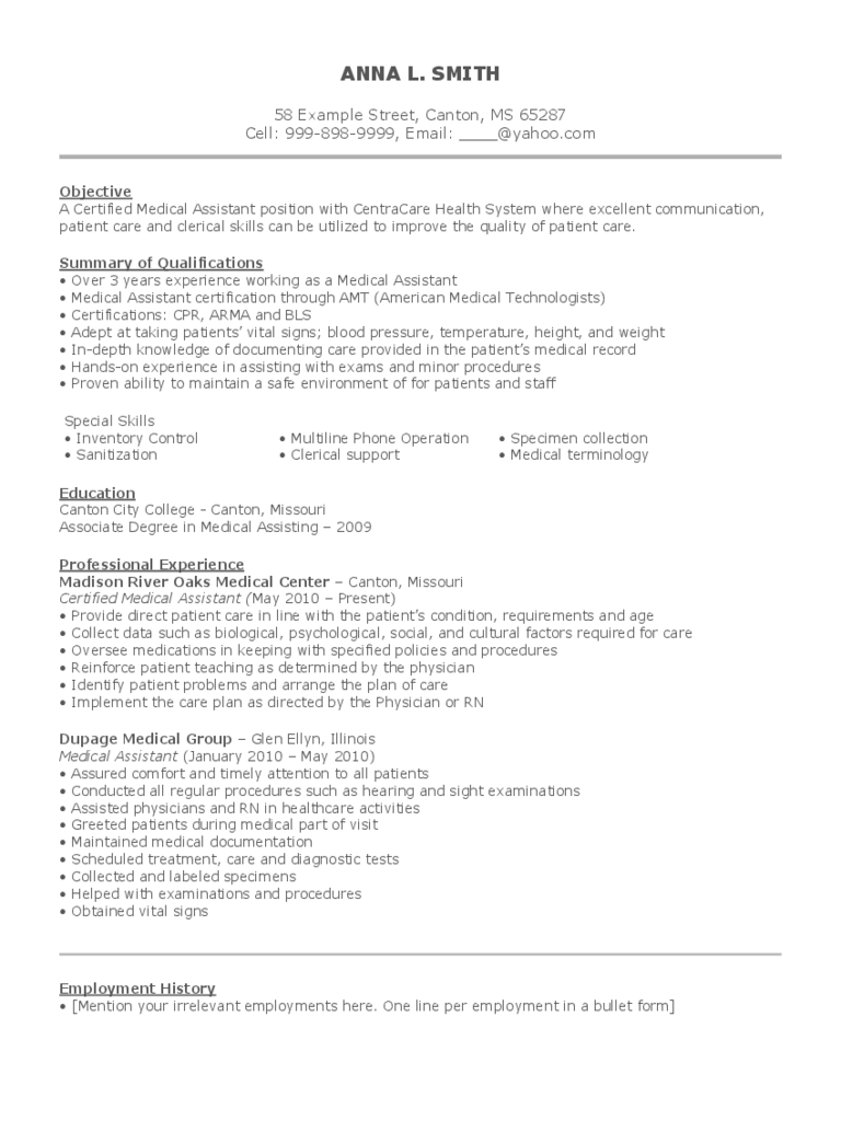 Medical Assistant Resume Example 