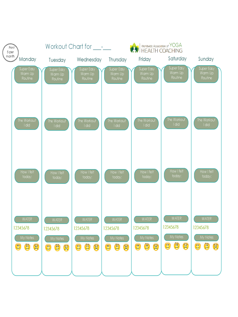 Online Workout Chart