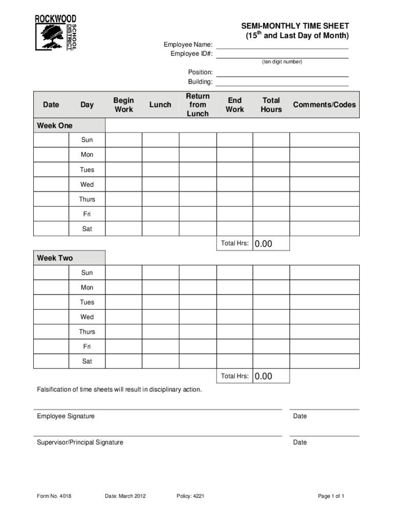 2024 Monthly Timesheet Template - Fillable, Printable PDF & Forms ...