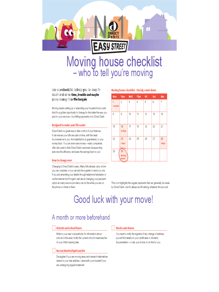 Moving House Checklist Template