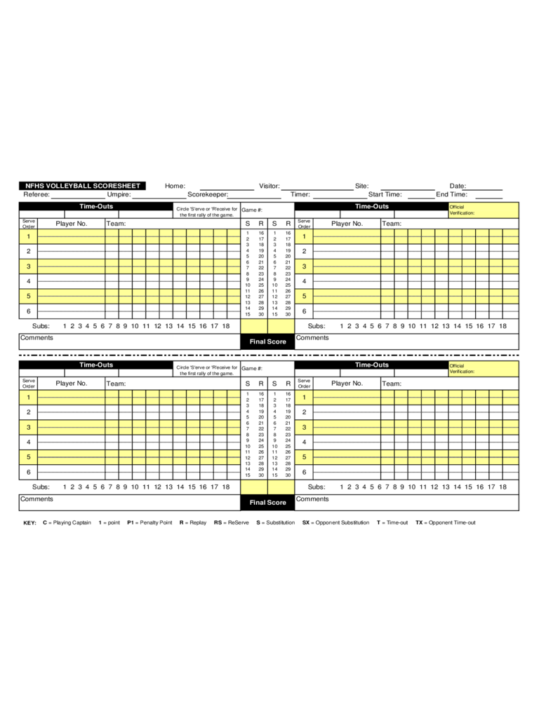 2023 Volleyball Score Sheet Fillable Printable PDF Forms Handypdf