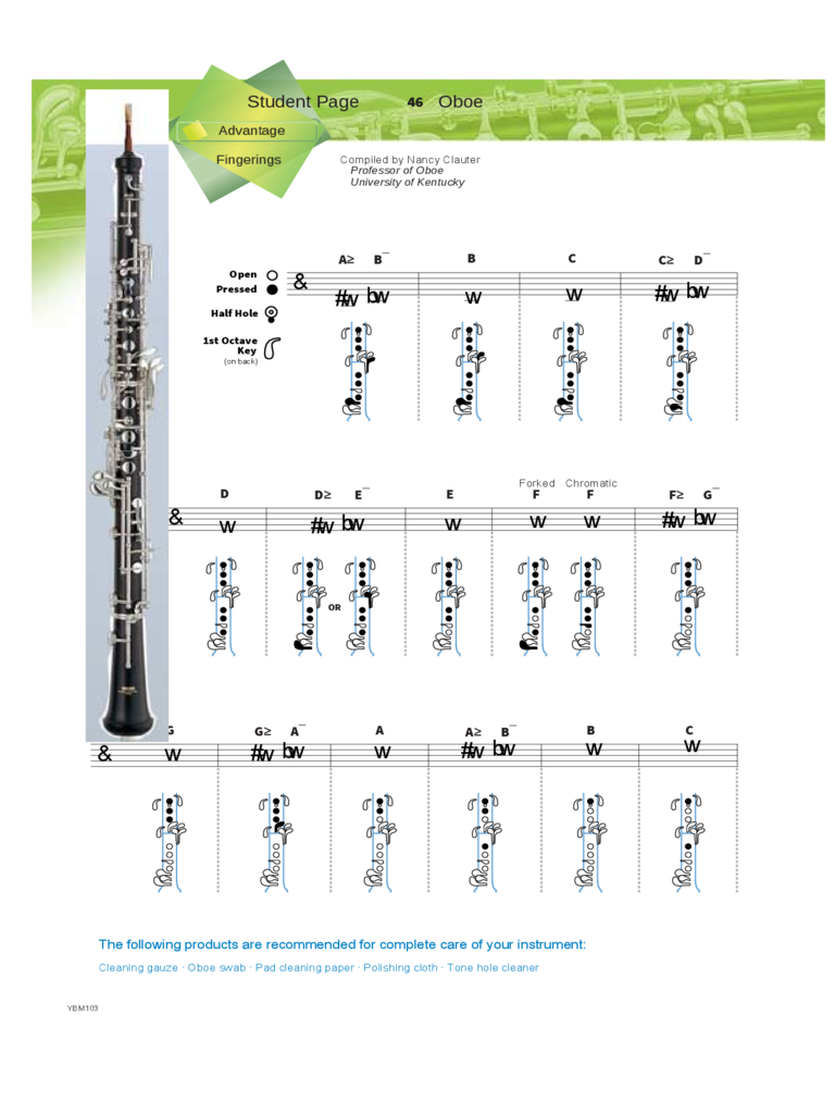 Oboe Fingerings Chart For Beginners